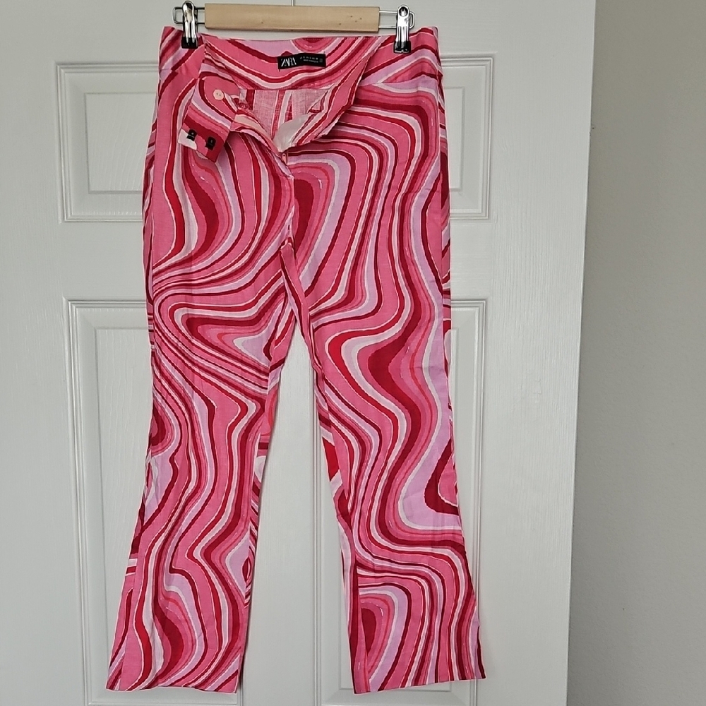 Zara - Linen Crop Pink Pants